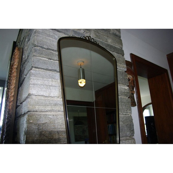 Image 1 of Miroir vintage en laiton, 1950