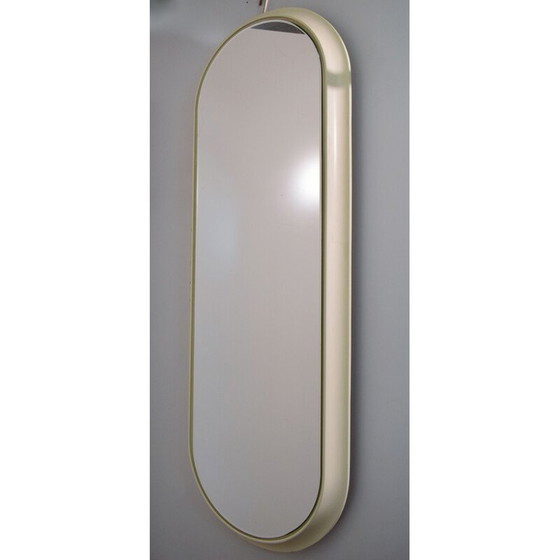 Image 1 of Miroir ovale vintage en bois laqué blanc, 1960