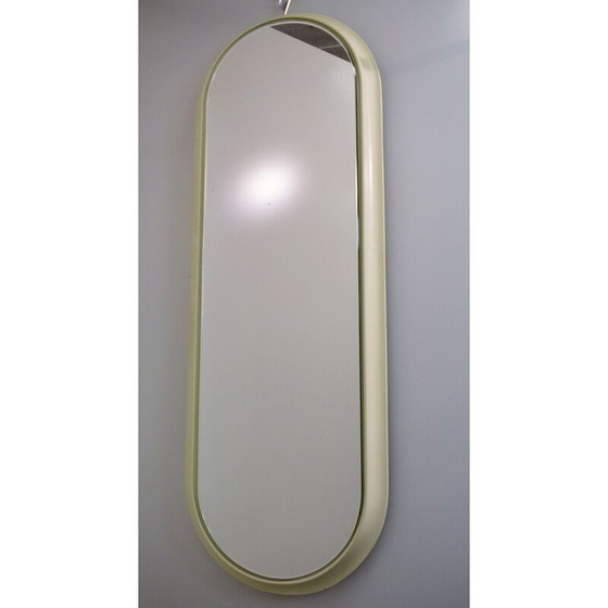Image 1 of Miroir ovale vintage en bois laqué blanc, 1960