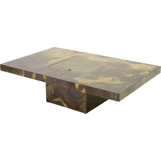 Image 1 of Table basse vintage en laiton oxydé par Isabelle et Richard Faure pour Maison Honoré, 1970