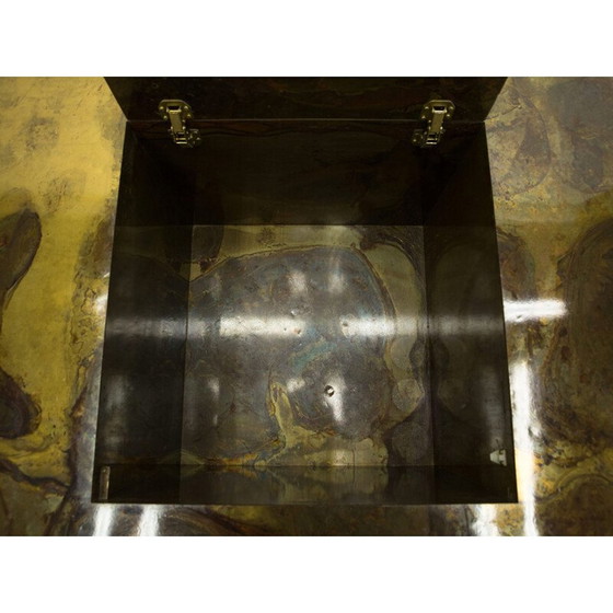 Image 1 of Table basse vintage en laiton oxydé par Isabelle et Richard Faure pour Maison Honoré, 1970