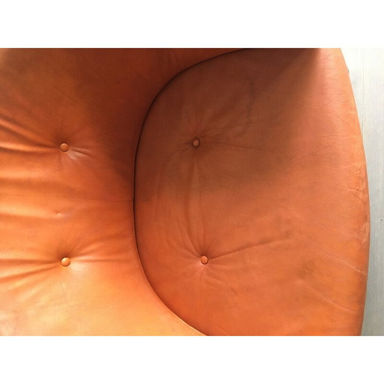 Image 1 of Fauteuil vintage en cuir beige patiné pour 't Spectrum, Pays-Bas 1971