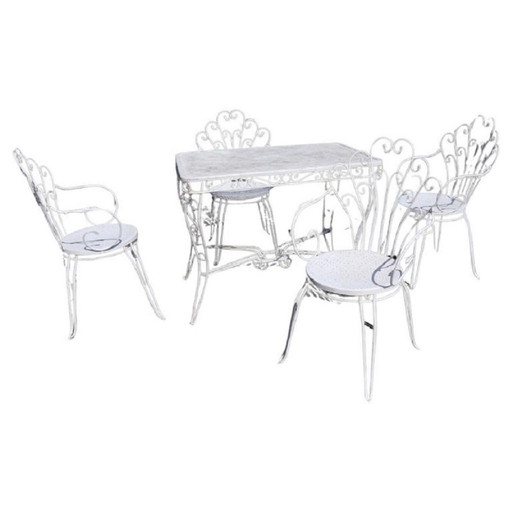 Salon de jardin avec table et fauteuils en fer