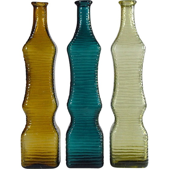 Image 1 of Ensemble de 3 bouteilles en verre vintage, Italie 1960