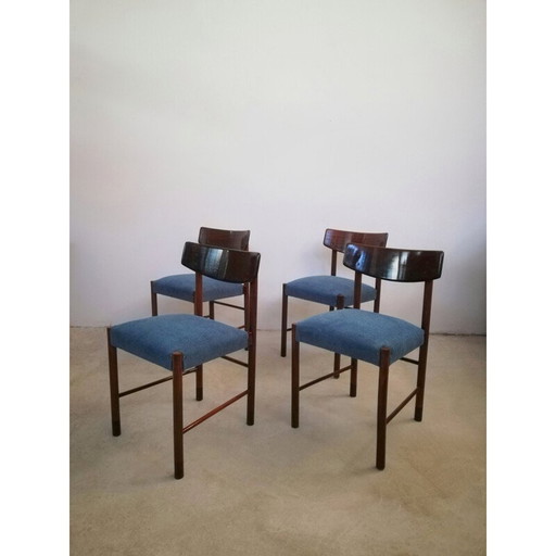 Ensemble de 4 chaises de salle à manger danoises du milieu du siècle en acajou et palissandre, 1960-1970
