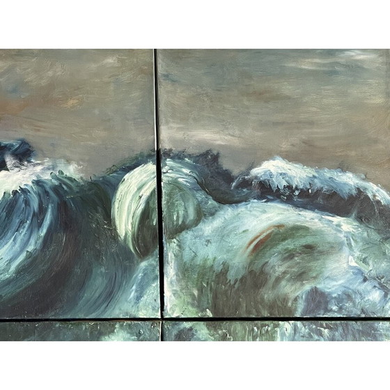 Image 1 of Huile sur papier vintage "Hypnos et Thanatos" par Elodie Huré