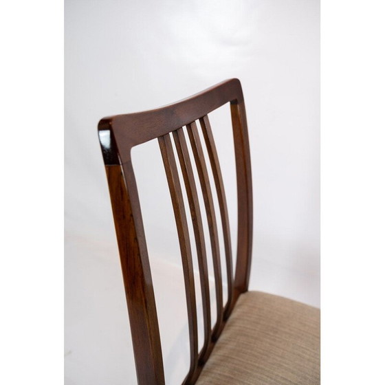 Image 1 of Ensemble de 6 chaises vintage en bois de rose recouvertes d'un tissu en laine légère, Danemark 1960