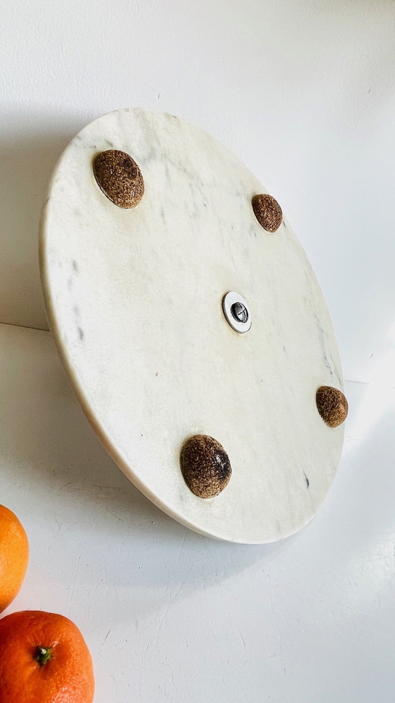 Image 1 of Plateau De Fromage Marbre Et Bois Vintage