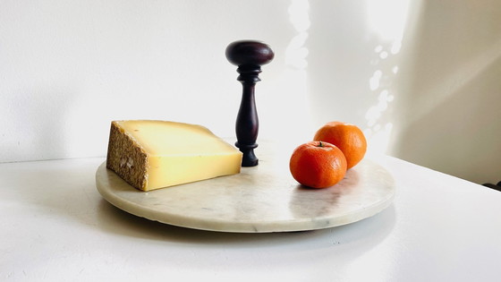 Image 1 of Plateau De Fromage Marbre Et Bois Vintage