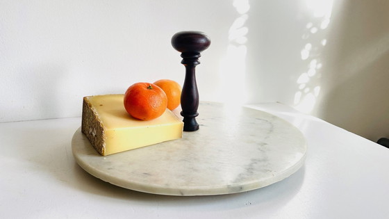 Image 1 of Plateau De Fromage Marbre Et Bois Vintage