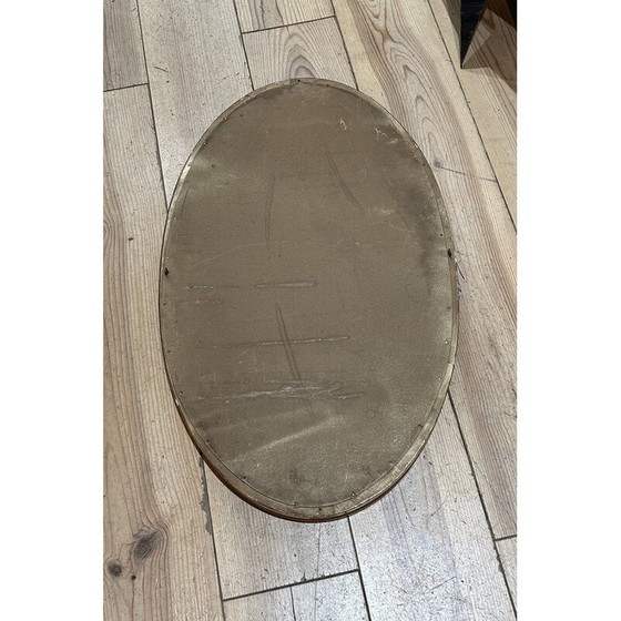 Image 1 of Miroir ovale vintage dans un cadre en bois doré