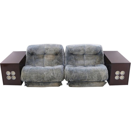 Image 1 of Paire d'armoires vintage avec bar et platine stéréo, années 1960