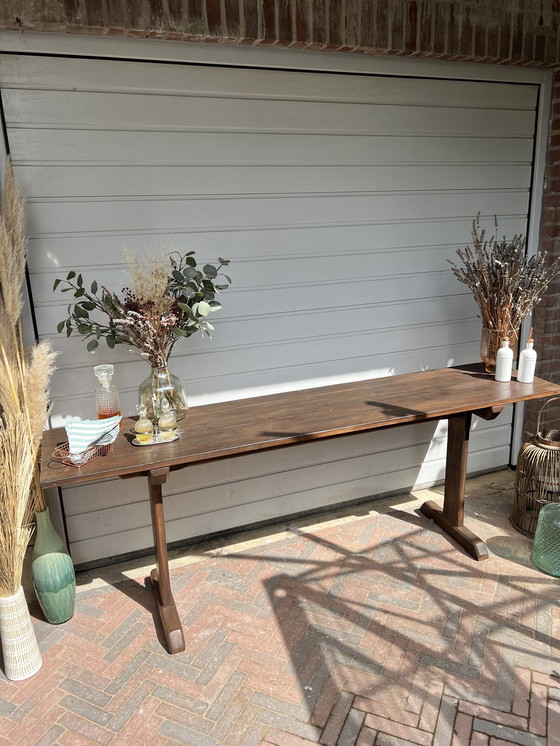 Image 1 of Banc d'école vintage en bois