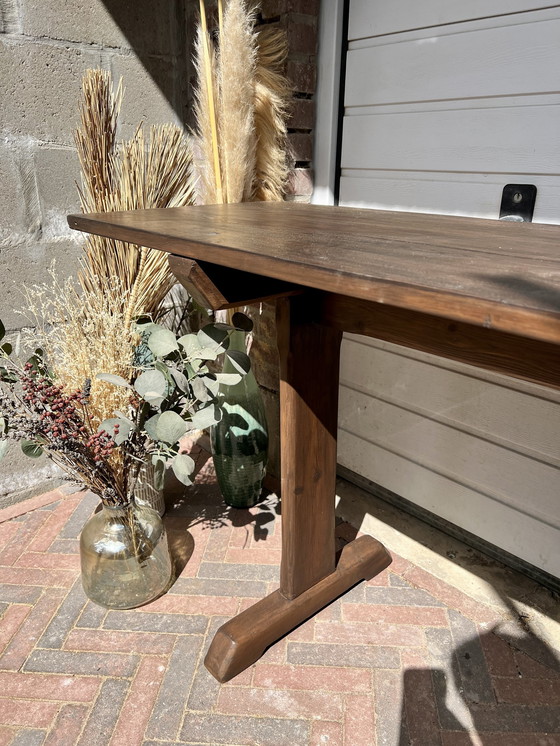 Image 1 of Banc d'école vintage en bois