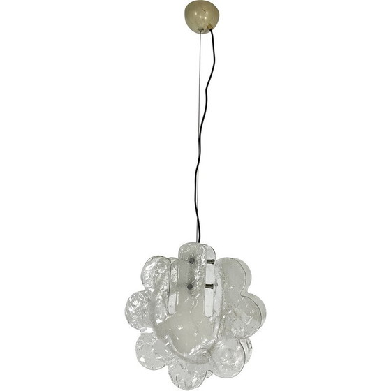 Image 1 of Lampe suspendue en verre Murano pulegoso pour Mazzega, Italie 1970