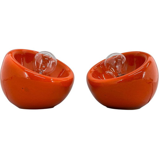 Paire de lampes vintage en céramique d'Enzo Bioli, Italie, années 1970
