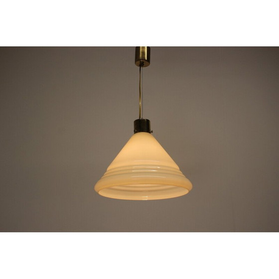 Image 1 of Lampe suspendue vintage en verre et laiton, Tchécoslovaquie, années 1970