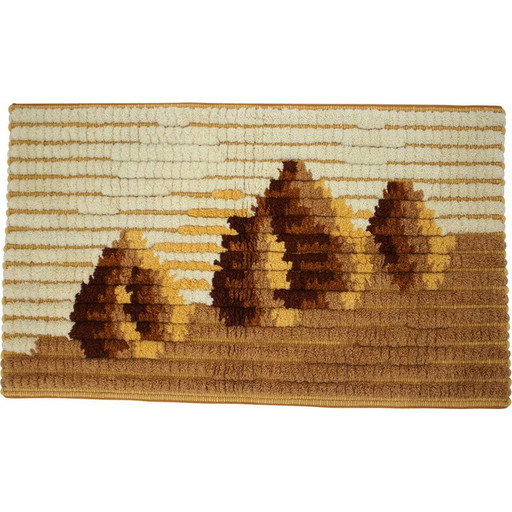 Tapisserie vintage en laine faite à la main, Tchécoslovaquie 1960