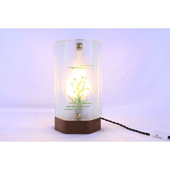 Image 1 of Lampe de table vintage en verre dépoli, 1940