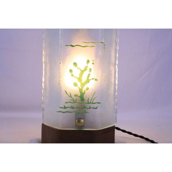 Image 1 of Lampe de table vintage en verre dépoli, 1940