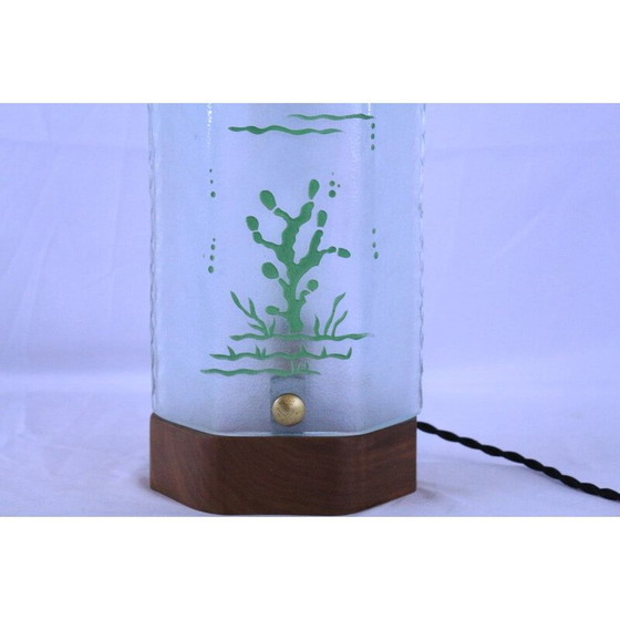 Image 1 of Lampe de table vintage en verre dépoli, 1940