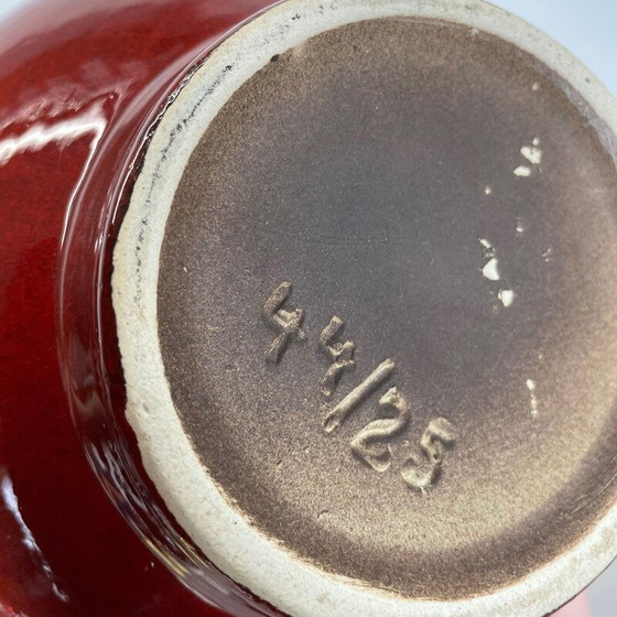 Image 1 of Paire de vases à lave grasse en poterie vintage "bleu-rouge" par Jopeko, Allemagne, années 1970