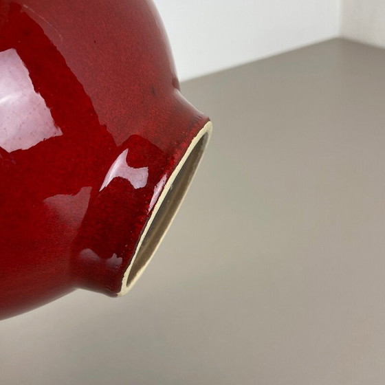 Image 1 of Paire de vases à lave grasse en poterie vintage "bleu-rouge" par Jopeko, Allemagne, années 1970