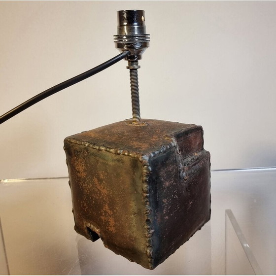Image 1 of Lampe, sculpture vintage en fer patiné, 1970