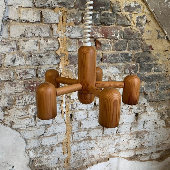 Image 1 of Chandelier vintage en pin pour Hustadt Leuchten, 1980