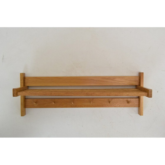 Image 1 of Etagère murale vintage en bois avec crochet, Tchécoslovaquie 1970