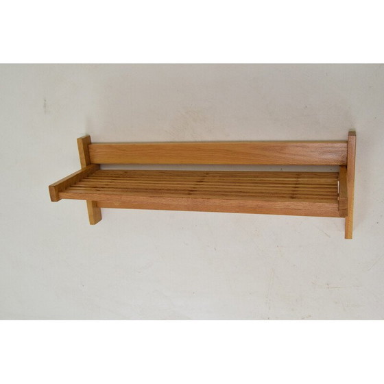 Image 1 of Etagère murale vintage en bois avec crochet, Tchécoslovaquie 1970