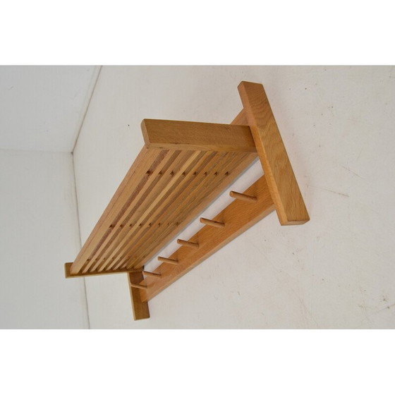 Image 1 of Etagère murale vintage en bois avec crochet, Tchécoslovaquie 1970