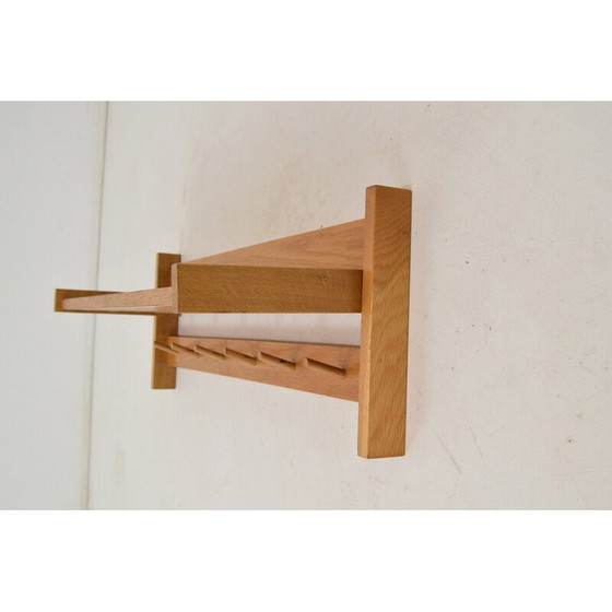 Image 1 of Etagère murale vintage en bois avec crochet, Tchécoslovaquie 1970