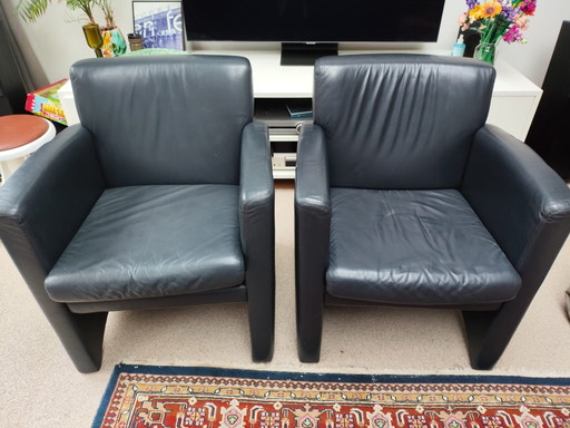 2X Fauteuils Machalke Bleu foncé