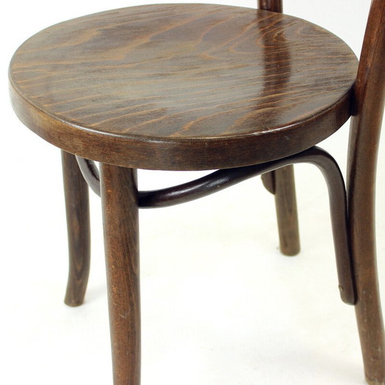 Image 1 of Chaises de bistro vintage en bois de chêne courbé et contreplaqué pour Thonet, Tchécoslovaquie 1940