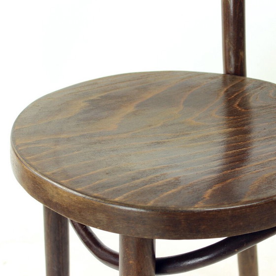 Image 1 of Chaises de bistro vintage en bois de chêne courbé et contreplaqué pour Thonet, Tchécoslovaquie 1940