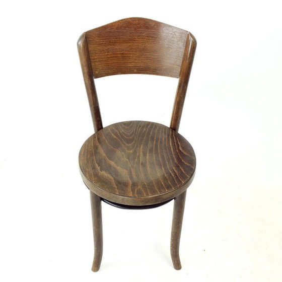 Image 1 of Chaises de bistro vintage en bois de chêne courbé et contreplaqué pour Thonet, Tchécoslovaquie 1940