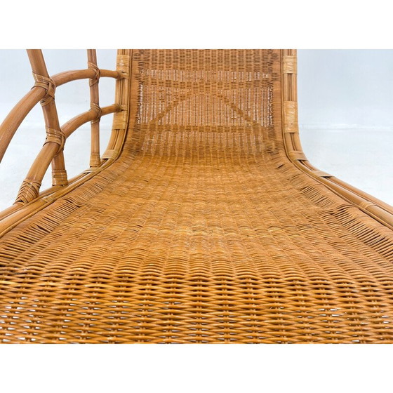 Image 1 of Chaise longue en rotin de jardin vintage, 1980