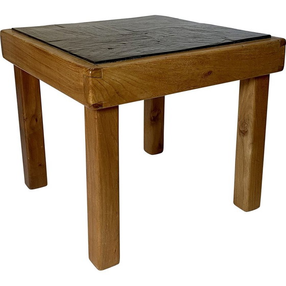 Image 1 of Table basse vintage en orme et ardoise par Maison Regain, 1970