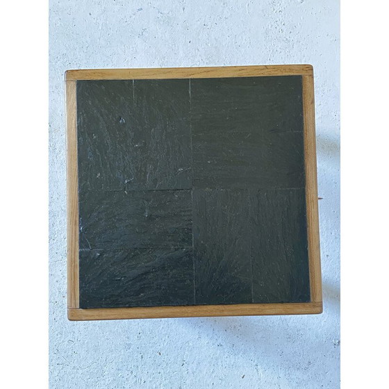 Image 1 of Table basse vintage en orme et ardoise par Maison Regain, 1970