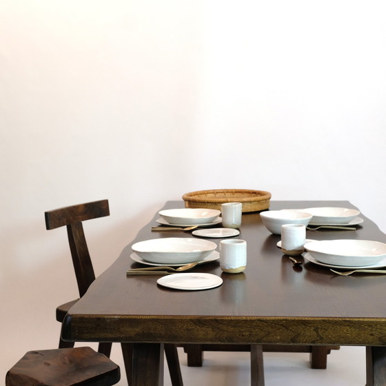 Image 1 of Grande table de salle à manger vintage en orme massif