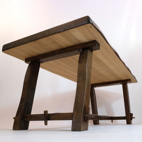Image 1 of Grande table de salle à manger vintage en orme massif