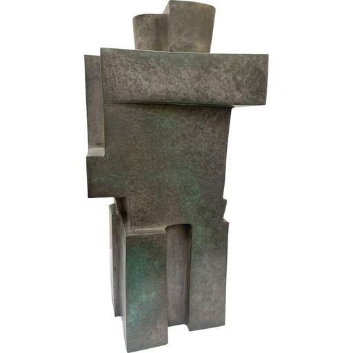Sculpture cubiste vintage en bronze "The Twins" par Willy Kessels, années 1920