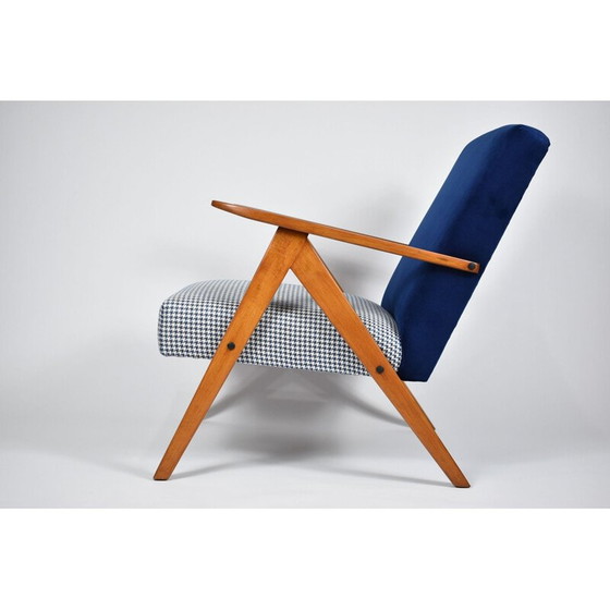 Image 1 of Fauteuil scandinave vintage B-310 VAR en velours bleu années 1960