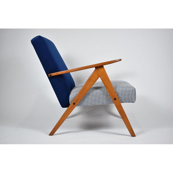 Image 1 of Fauteuil scandinave vintage B-310 VAR en velours bleu années 1960