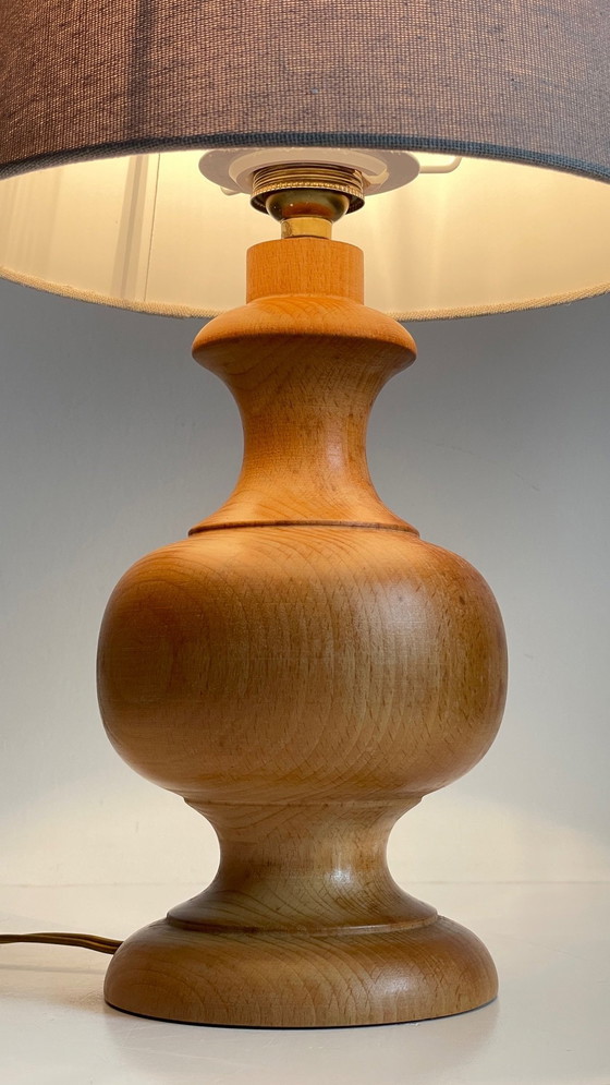 Image 1 of Lampe Bois Tourné Façon Campagne Vintage