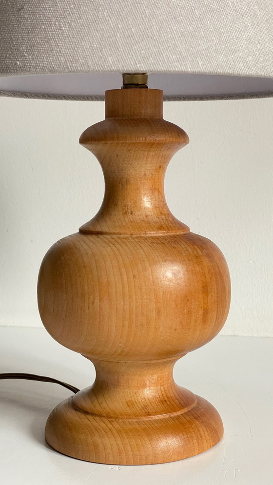 Image 1 of Lampe Bois Tourné Façon Campagne Vintage