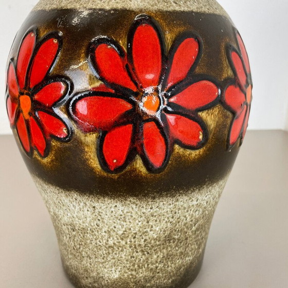 Image 1 of Vase vintage "Floral" en céramique de lave pour Scheurich, Allemagne 1970