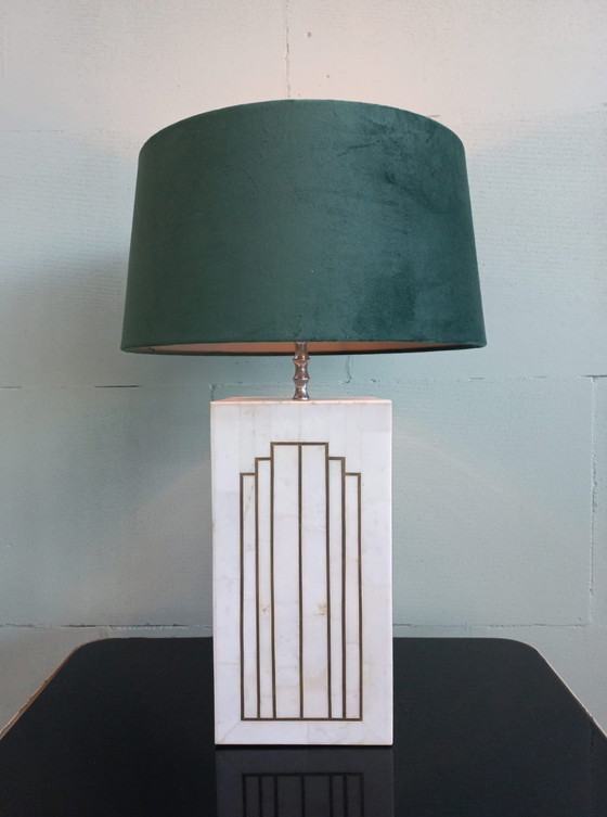 Image 1 of Lampe italienne en marqueterie de marbre, style 70s Deco/Romeo Rega
