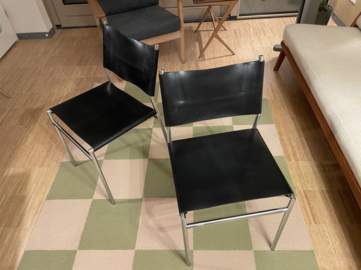 Spectrum Martin Visser Chaise en cuir sellier noir Se06 X 2